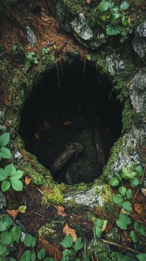 Ormandaki eski ahşap kapı