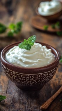 Bir kase ekşi krema, mayonez, ya da Yunan yoğurdu --kaos 15 --ar 9: 16 -- stilize 150 - v 6.1 Job ID: 2ab3ca64-f175-4713-bff5-d4c3c466694c8