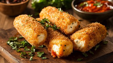 Ev yapımı otlu tavuk kroketleri.