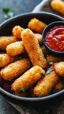 Ketçap ve domates soslu ev yapımı kızarmış tavuk kruvasanı.