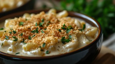 Ev yapımı makarna ve peynir sosu.