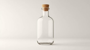 Cam şişe ve boş etiket. 3d oluşturma