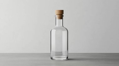 Beyaz arkaplanda boş cam şişe