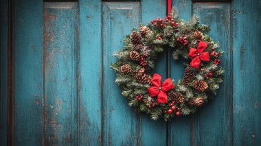 Rustik ahşap arka plan üzerinde Noel dekorasyon