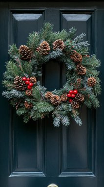 Noel çelenk kapı