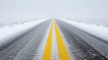 Ormanda boş asfalt yol.