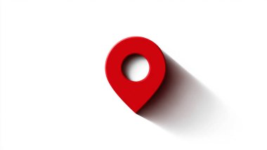 Beyaz arkaplanda 3 boyutlu kırmızı iğne simgesi oluşturuluyor.