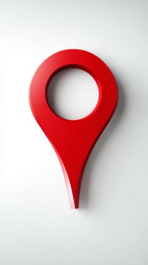 Stüdyoda 3 boyutlu kırmızı iğne haritası imleci simgesi oluşturuluyor