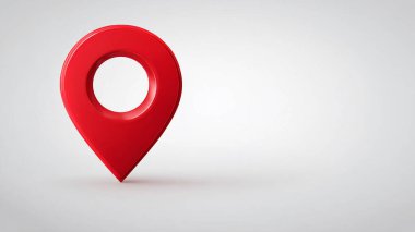 Gri arkaplanda 3 boyutlu kırmızı konumlandırma iğnesi izole edildi