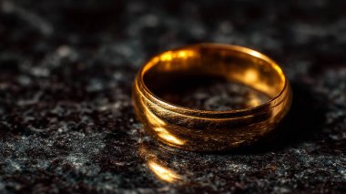 Siyah arkaplanda altın alyans