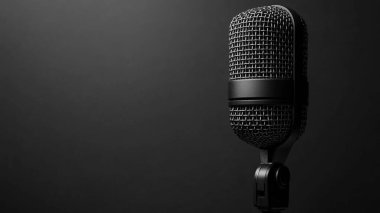 Siyah arkaplanda siyah mikrofon izole edildi