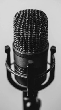 mikrofon ve kulaklık. Ses konsepti. Stüdyo çekimi