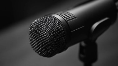 Karanlık bir arkaplanda mikrofon