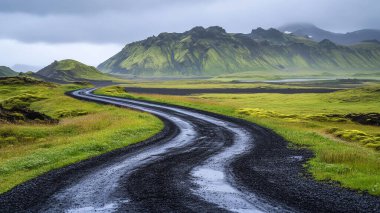 Dağlı ve yeşil yosunlu yollar