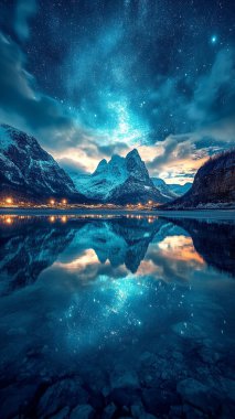 Dağların güzel gece manzarası