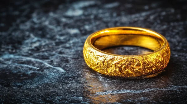 Koyu arkaplanda altın bir yüzük
