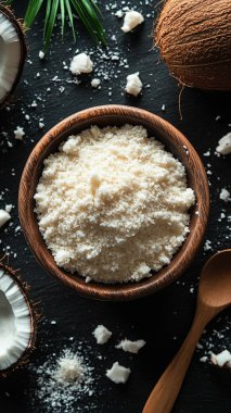 Hindistan cevizi yağı pişirmek için gerekli malzemeler.