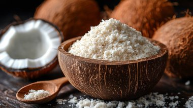 Hindistan cevizi sütü masada.