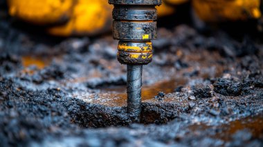 old rusty metal chain with a hammer