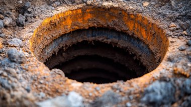 Yeraltı kanalizasyonundaki paslı boru.
