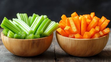 Bir ahşap kase taze havuç