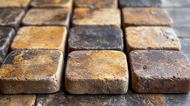 Eski tip kahverengi tahta bloklar.