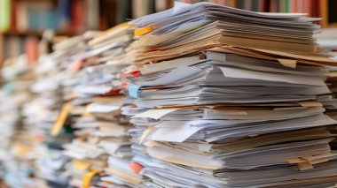 Ofiste kağıt yığını, görünümü kapat