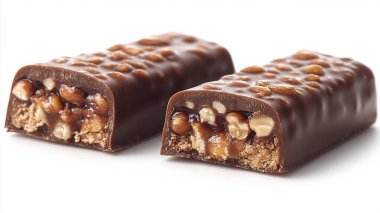 Beyaz arka planda lezzetli çikolata şekerlemeleri