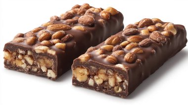 Beyaz arka plan üzerinde izole Fındıklı çikolata bar