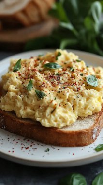 Yumurtalı, pastırmalı ve sarımsaklı lezzetli tost.