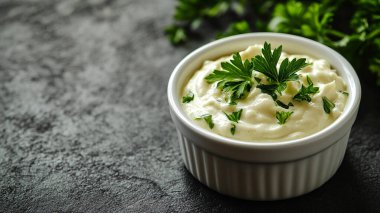 Ahşap arka planda patates püresiyle dolu bir kase.