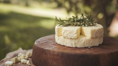 Masanın üzerinde bir parça peynir