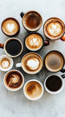 Kahve fincanı ve kapuçino seti.