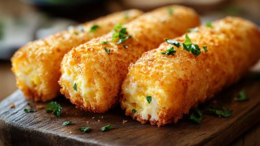 Peynirli kızarmış tavuk nugget.