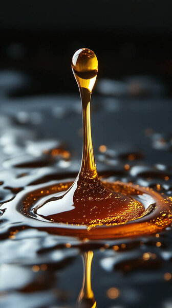 honey dripping and dripping drop on a black background