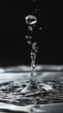 Siyah arkaplanda su sıçraması.