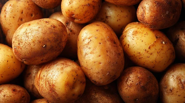 Sepette taze organik patates, üst manzara..