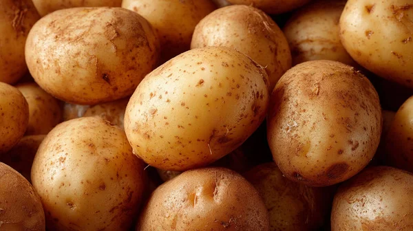 Bir demet çiğ organik kahverengi bebek patates.