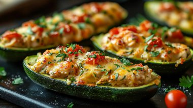 Kabak ve tavuk kıyma ile doldurulmuş..