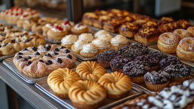 Dükkanda farklı tatlılar var..