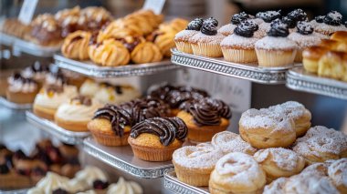 Pastanede kremalı tatlı kekler.