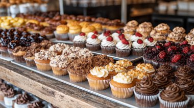 Kafede farklı çeşit kekler var.