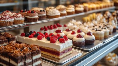 Farklı meyveli lezzetli kekler.