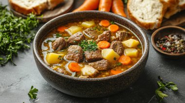 Havuç, havuç ve maydanozlu biftek güveci.