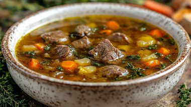 Et ve sebzeli çorba.