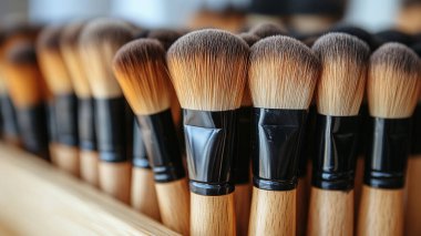 Profesyonel fırçalar ahşap tezgahta