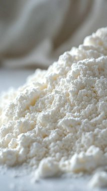 Masadaki beyaz un manzarasını kapat, yemek arkaplanı