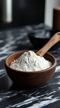 Un dolu bir kase ve arka planda kaşık.