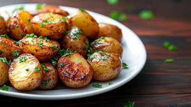 otlar ve baharatlar ile fırında patates