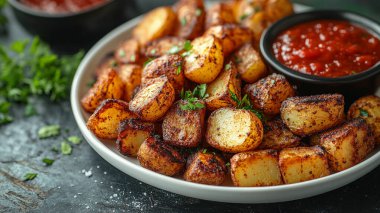 otlar ve baharatlar ile fırında patates